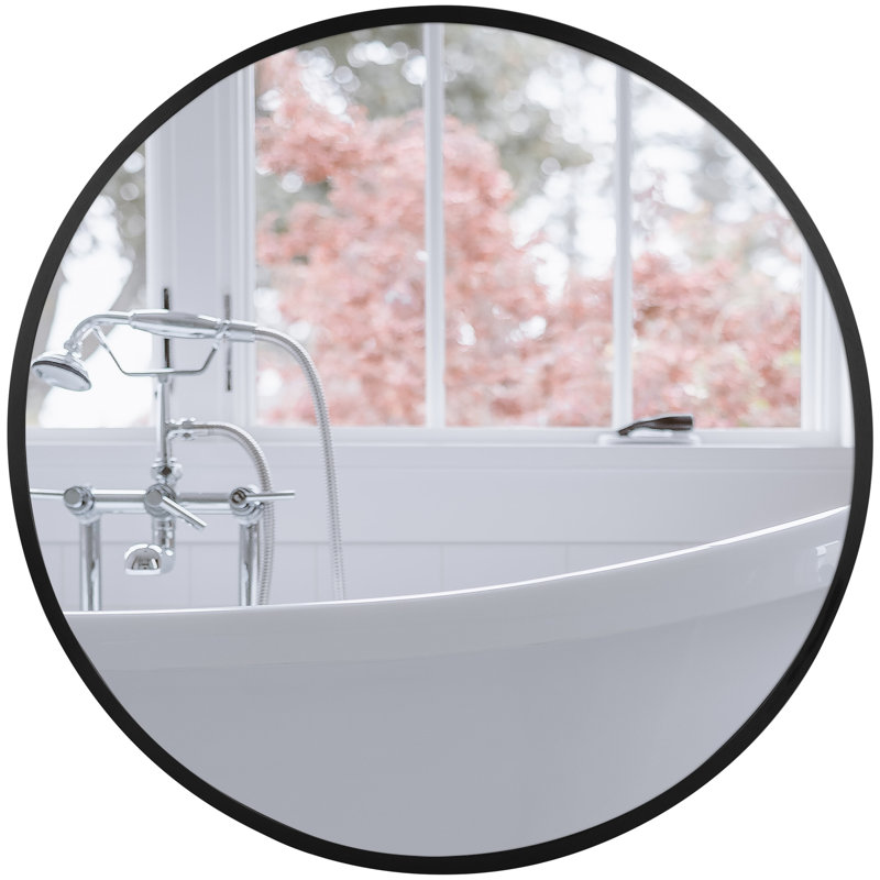 Miroir mural moderne et contemporain, 20 po x 20 po, Noir