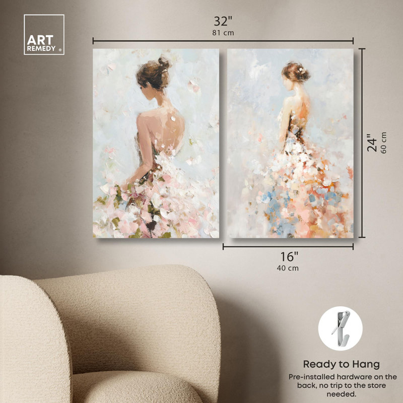 "Dreamscape Glam Art", ensemble de 2 impressions sur toile par , Toile tendue, Ne s’applique pas, H 24 po x l 16 po