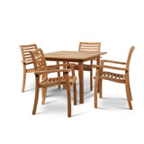 Birmingham 5-Piece Teak 35 In. Square Table Outdoor Family Dining Set