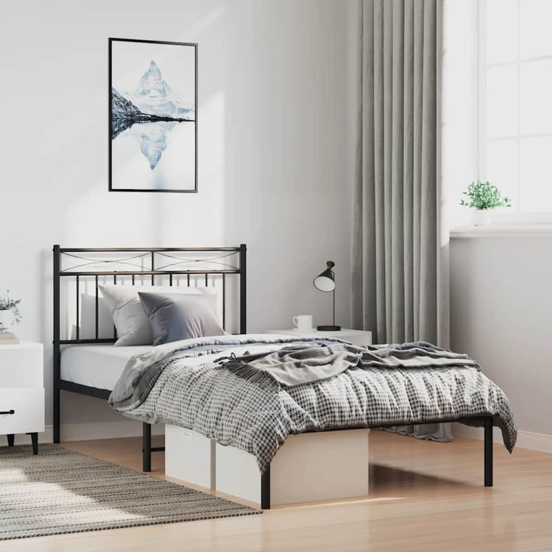 Buhs vidaXL Metal Bed Frame, Under Bed Storage, Noise Free, No Mattress, Twin, Black