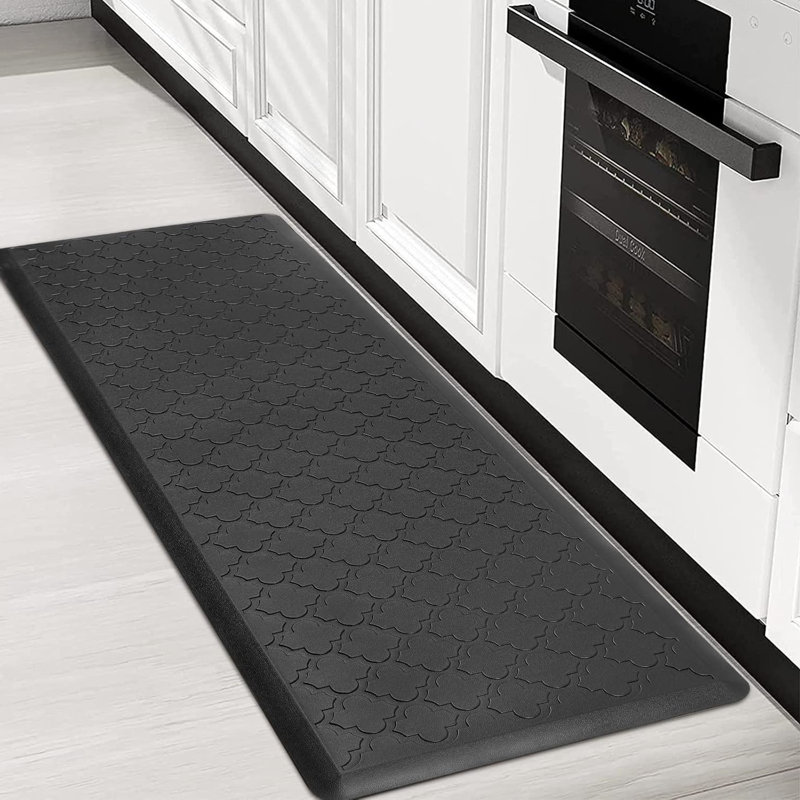 Tapis de cuisine uni en PVC, Tapis de couloir 1 pi 5 po x 4 pi, Noir