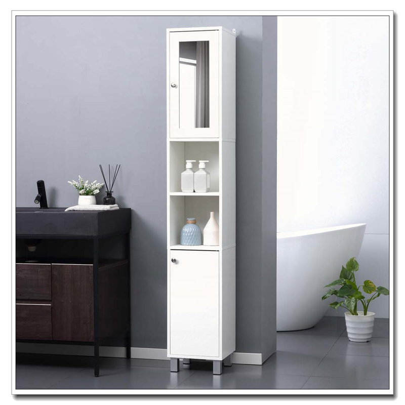 Armoire de rangement haute avec miroir