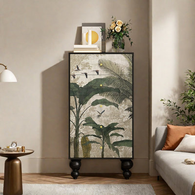Green Jungle 5 Drawers Of Solid Wood Accent Chest