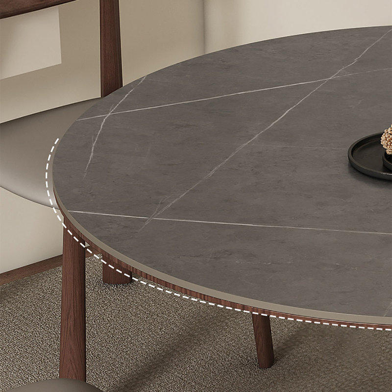 Table de salle à manger de style français rétro avec surface en dalle de roche, H 29,5 po x L 47,2 po x l 47,2 po