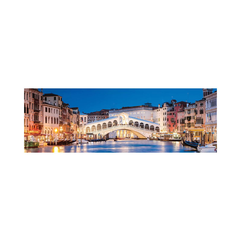Pont du Rialto la nuit, Venise - Estampe numérique sur toile tendue avec châssis, H 12 po x l 36 po