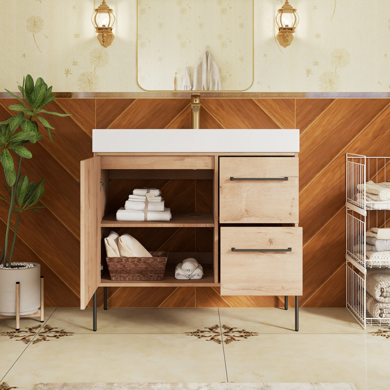 Meuble-lavabo autoportant 35,4 po avec plateau en résine, 35.4"