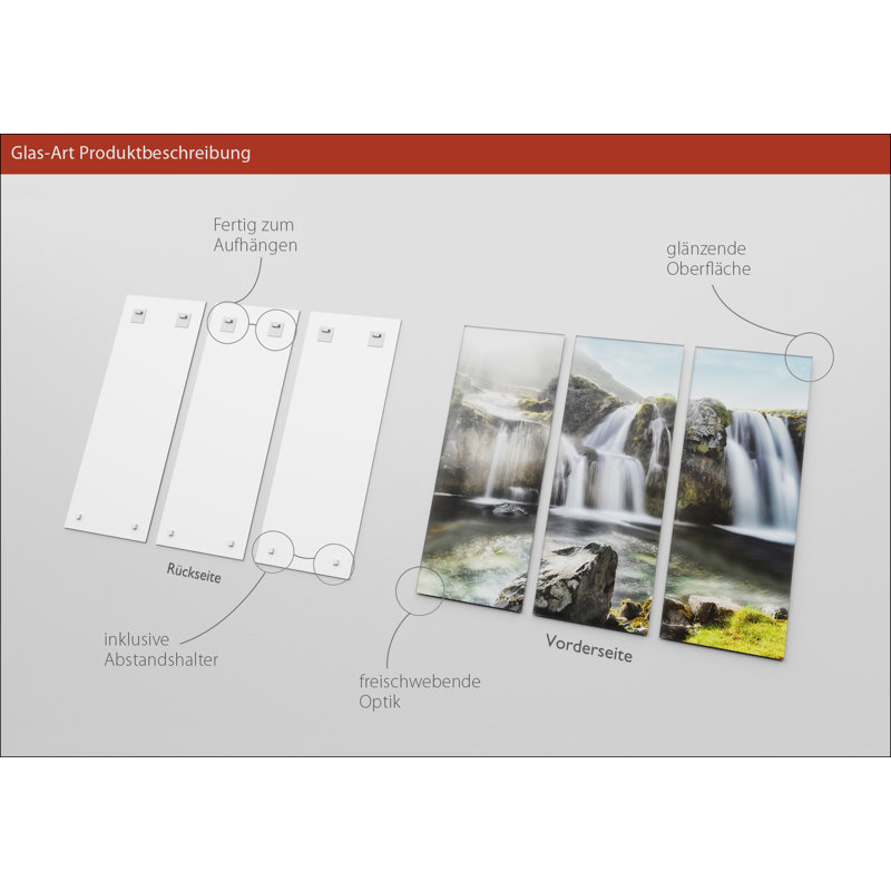 3 Piece No Frame Painting on Glass