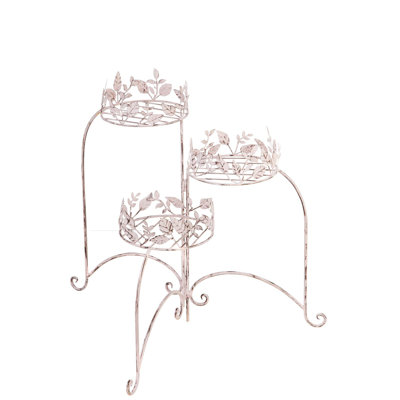 Support pour plante pliable à 3 niveaux 23,5 po, bordure botanique traditionnelle mauve pâle
