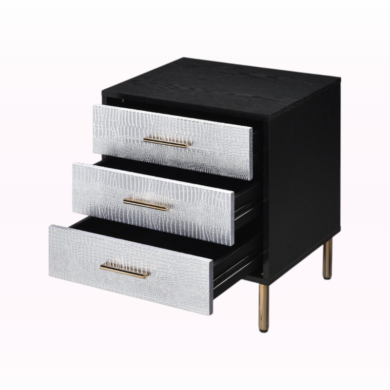 Table de chevet Modern Compose Silver Black Gold - Hollywood Glam