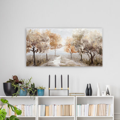 " Golden Tranquillity: Autumn Landscape Wrapped Canvas Print "