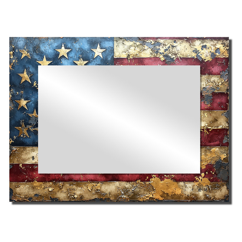 The Gilded Age Of Usa Flag I - Landscapes Accent Wall Mirror - Printed On Metal, 24" x 32"