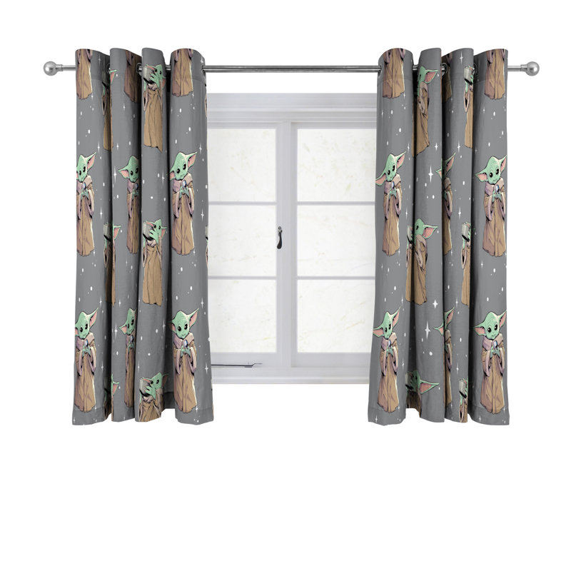 Star Wars Mandalorian 'Curious Kid' Eyelet Window Curtains, 168 W x 137 D cm