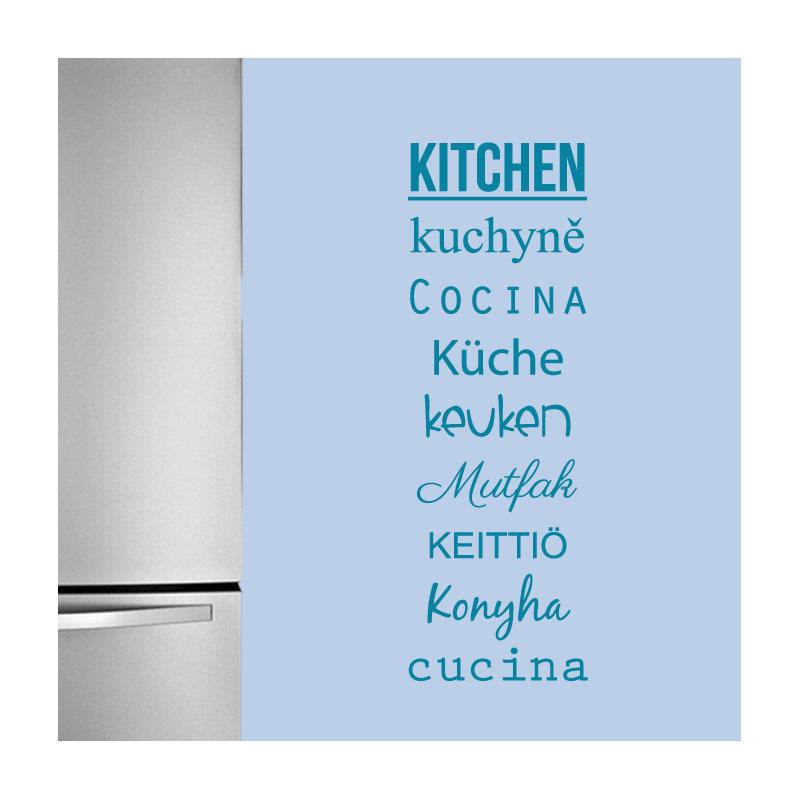 Décalcomanie murale mots pour la cuisine, Bleu sarcelle