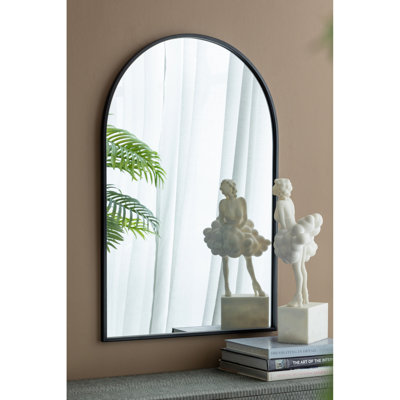 24" X 36" Black Arched Mirror With Metal Frame For Living Room Bedroom Entryway Construction