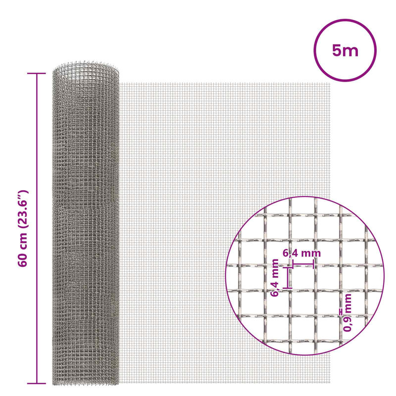 Stainless Steel Fence Panels Fencing, 500cm H x 60cm W