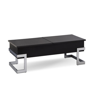 Black High Gloss And Chrome Coffee Table With Lift Top
