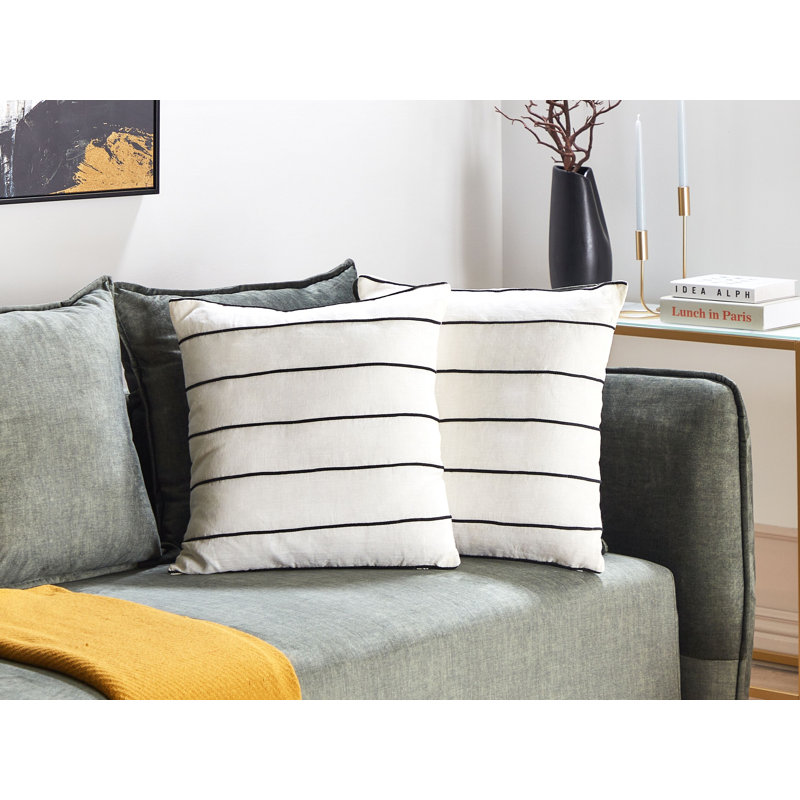 Berklie Striped White Square Cushion