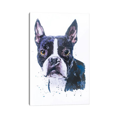 «Boston Terrier» par Edswatercolours - Giclée sur toile tendue avec châssis
