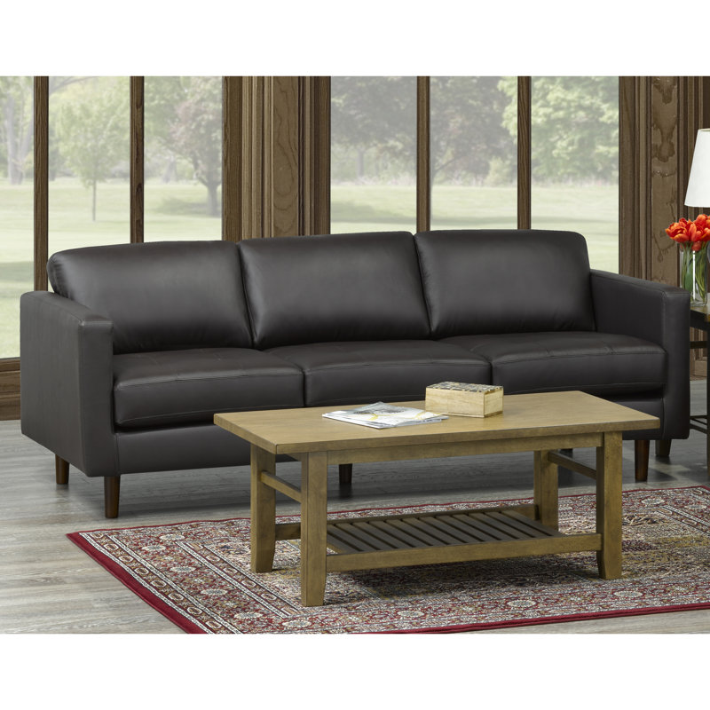 Lassen 88'' Upholstered Sofa, Brown Genuine Leather