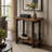 2-Tier Industrial Solid Wood End Table with Leveling Feet