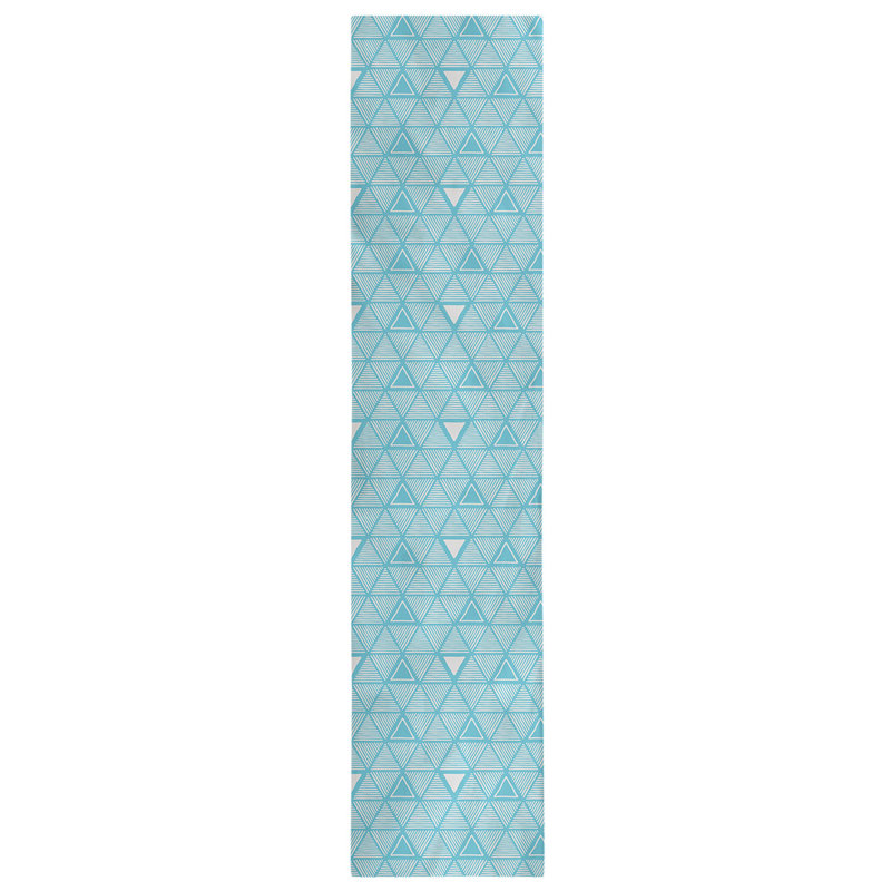 Classic Hand Drawn Triangles Table Runner, 16" x 72", Aqua Blue