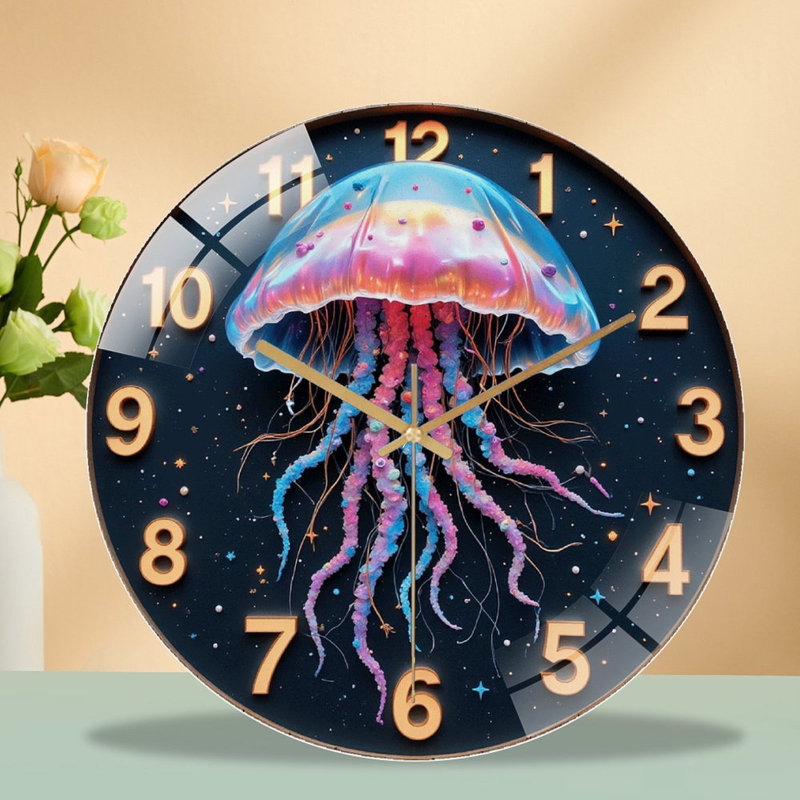 Horloge murale 12 po Glowing Jellyfish
