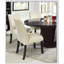 Ensemble de 2 chaises en tissu ivoire classique classique avec structure en bois massif espresso et sièges rembourrés