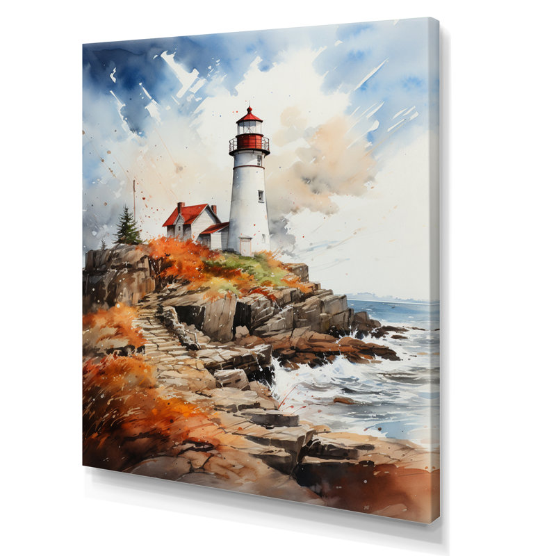 Phare rétro Gharass VI - reproduction sur toile, H 32 po x l 16 po x P 1 po, Toile tendue