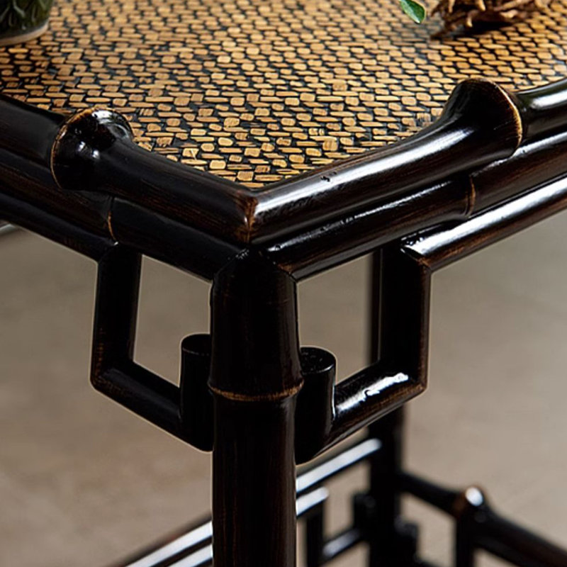 Handcrafted Bamboo Table Carbonized Weave Spacious