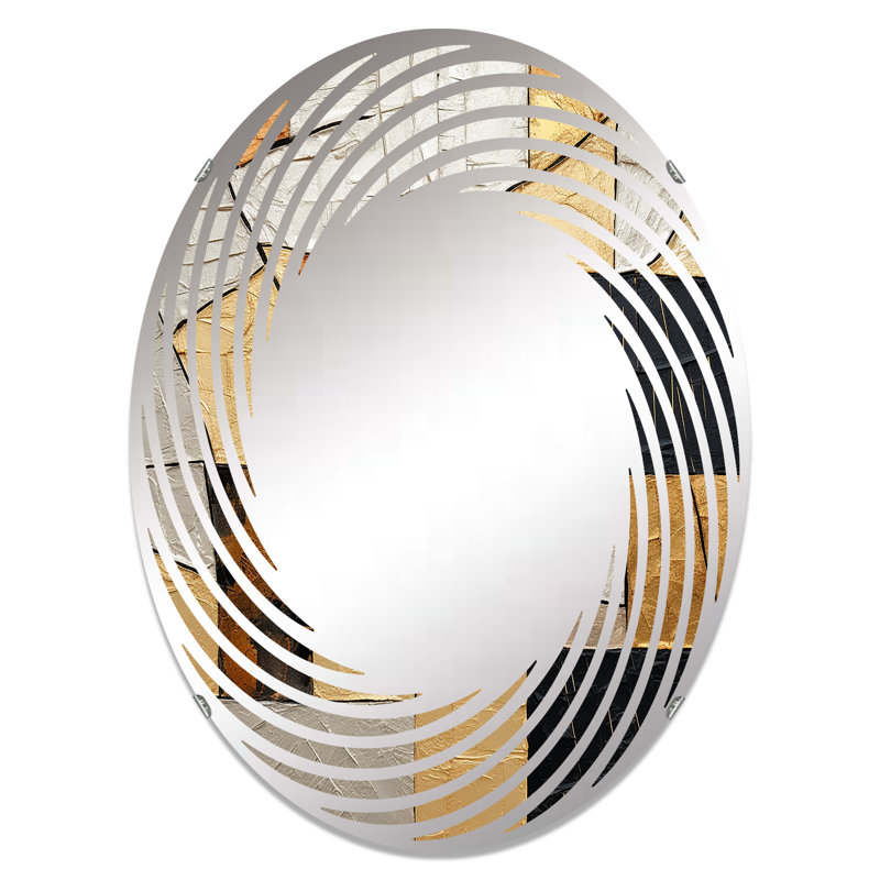 Miroir mural spiralé noir et or II - MIR107324, 35,4 po x 23,6 po
