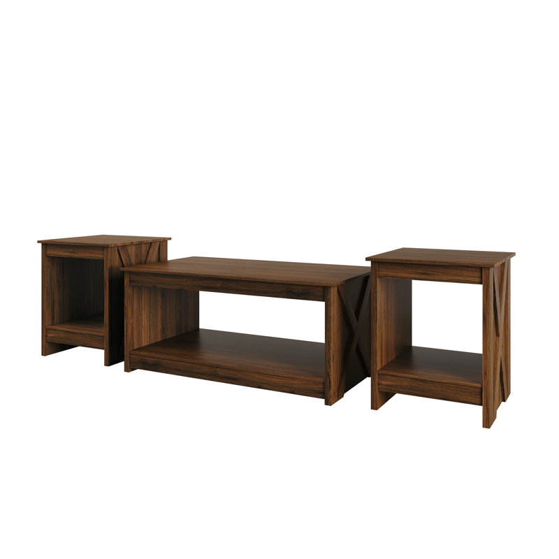 Ensemble de tables basses 3 pièces Rustic, Brun