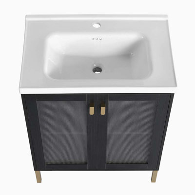 Ensemble de meuble-lavabo simple 28,02 po avec plateau en céramique Waymond