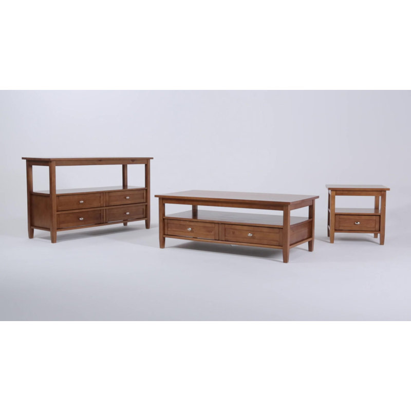 Fog Gray Solid Wood Coffee Table with Storage