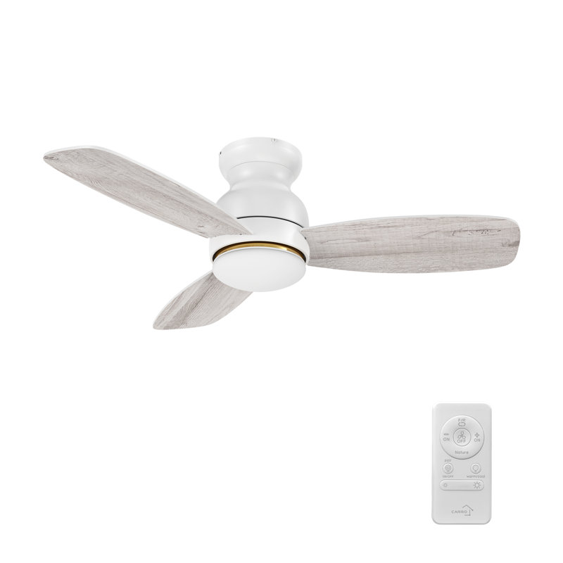 44'' Ceiling Fan with LED Lights, White/Light Wood 