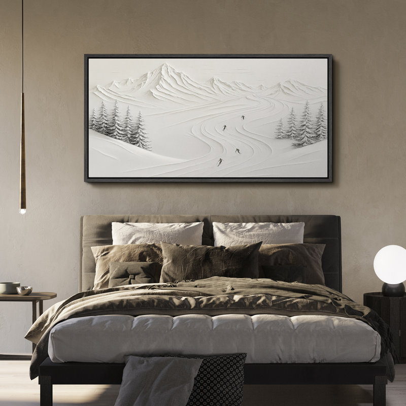 Impression sur toile encadrée, paysage d'hiver, Noir, H 30 po x l 60 po