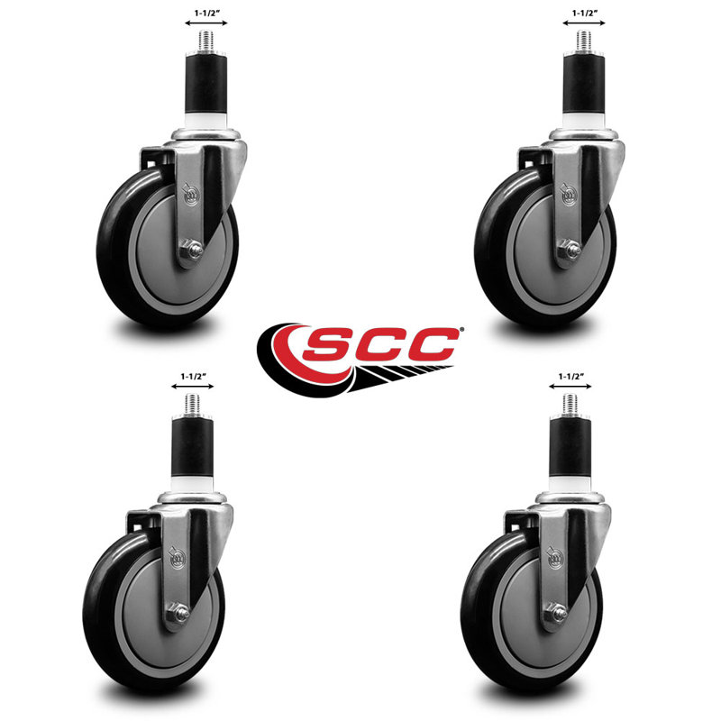 Ensemble de roulettes extensibles 1 1/2 po Poly Wheel, Noir