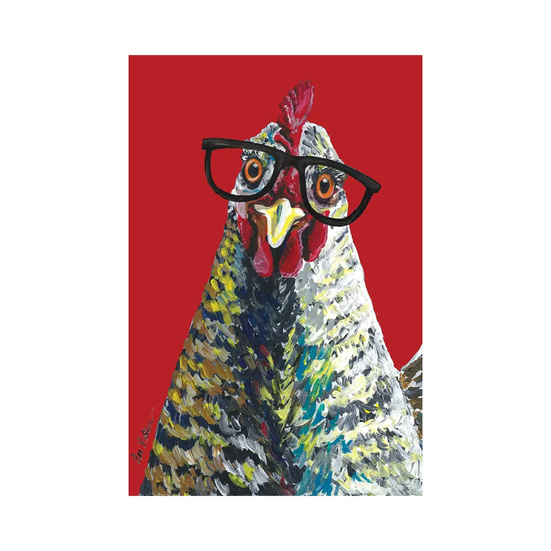 Chicken Willimina Glasses - Wrapped Canvas Painting, 66.04 cm H x 45.72 cm W x 3.175 cm D