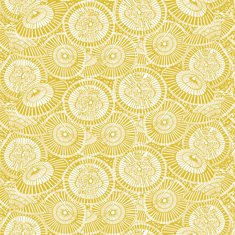 Sombrillas Geometric Wallpaper Roll, Mostaza