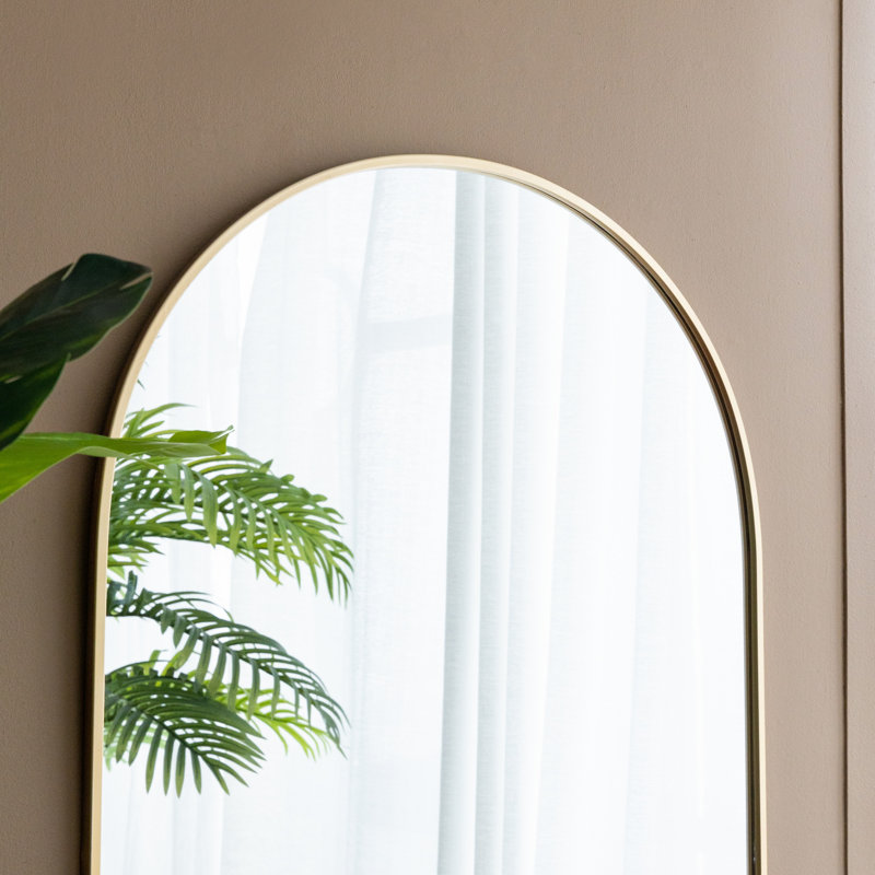 33" X 31"  Arched Decorative Accent Mirror With Iron Gold Frame, Wall Deor For Bathroom, Bedroom, Entryway, Mantel, Mirror