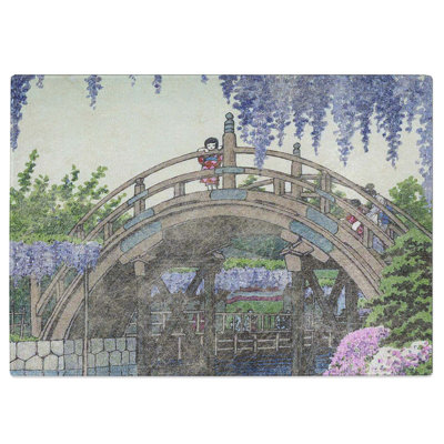 Tempered Glass Wisteria at Kameido by Hasui Kawase Chopping Board