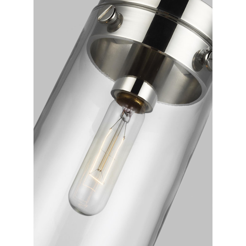 Garrett 1 - Light Single Cylinder Pendant by Chapman & Myers, Polished Nickel, 21.75" H x 5.5" W x 5.5" D