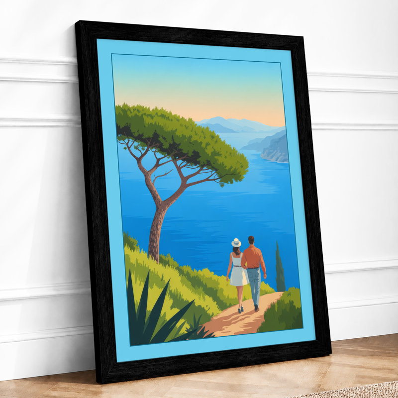 Clifftop Vigil Coastal - Framed Print, Black, A4 - 29.7 x 21.0 cm