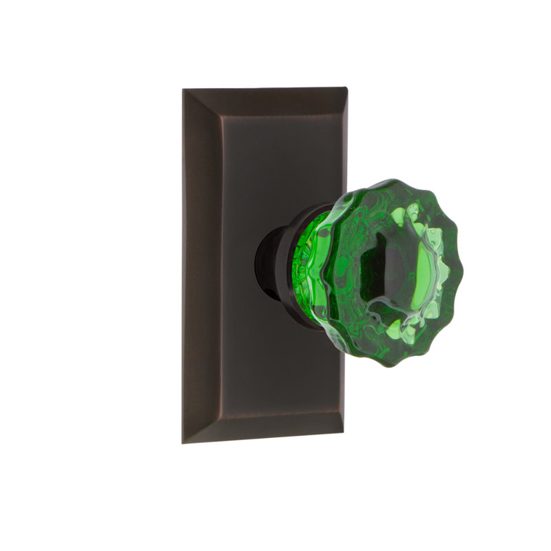 Plaque Studio avec poignée de porte en émeraude en cristal, Bronze intemporel, 2 3/8