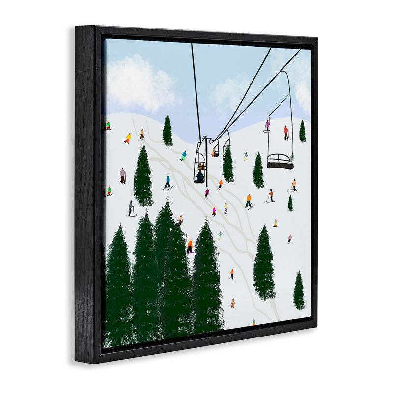 «Ski Lift Mountain Landscape», art mural sur toile flottante noire par Ashley Singleton, Cadre flottant noir de jais