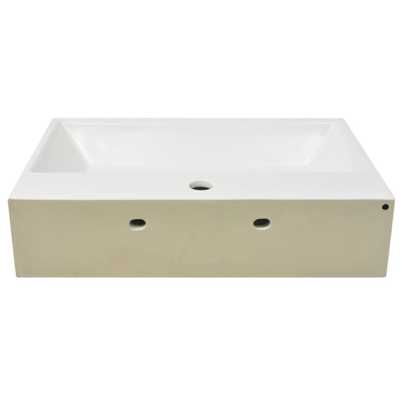 Belfry Bathroom Rochell 605mm L x 425mm W White Ceramic Rectangular Sink with Overflow