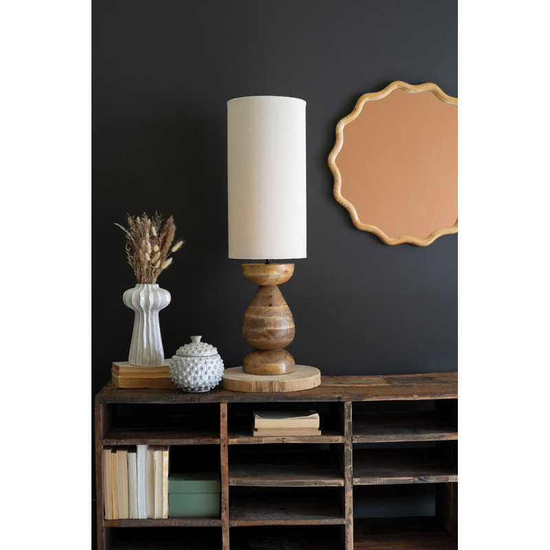 Lampe de table en bois de manguier Kalalou H 18 po - Décoration artisanale