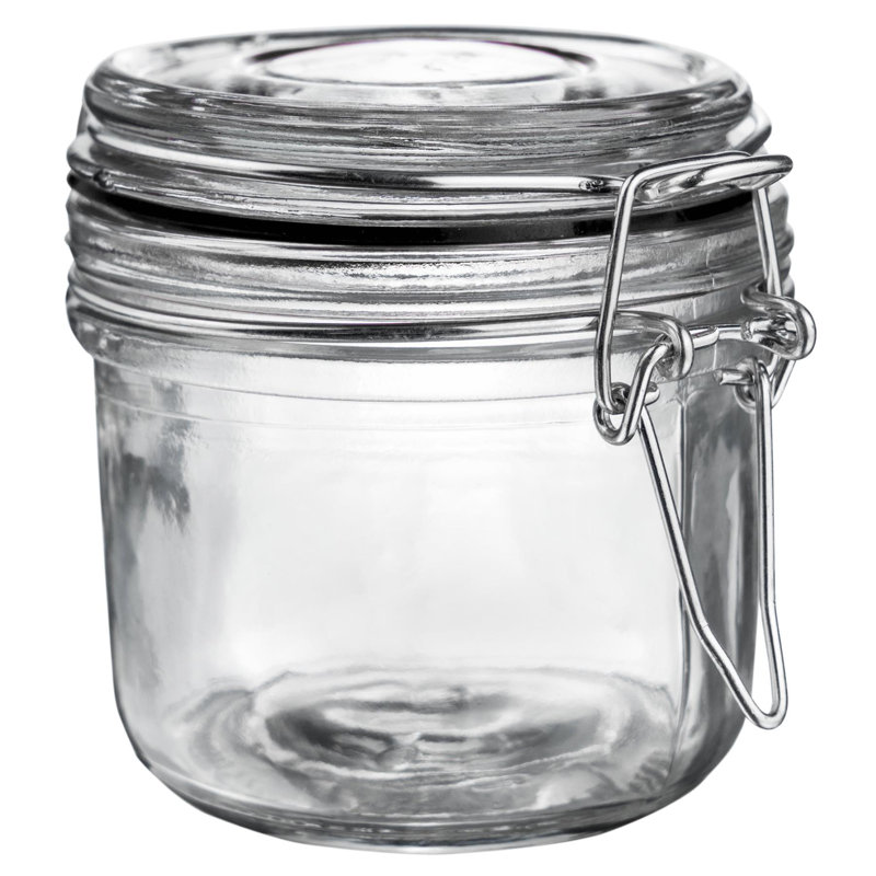 Argon Tableware - Glass Storage Jars, 8.5cm H x 7.5cm W x 7.5cm D, Clear/Black