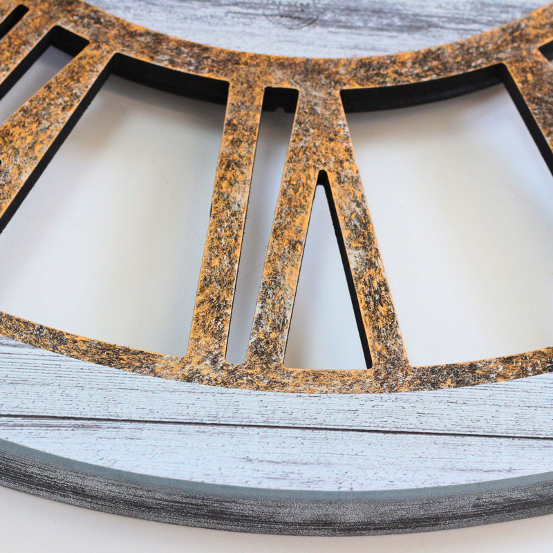 Oversized 36" Round Rustic Wood Wall Clock with Moving Gears