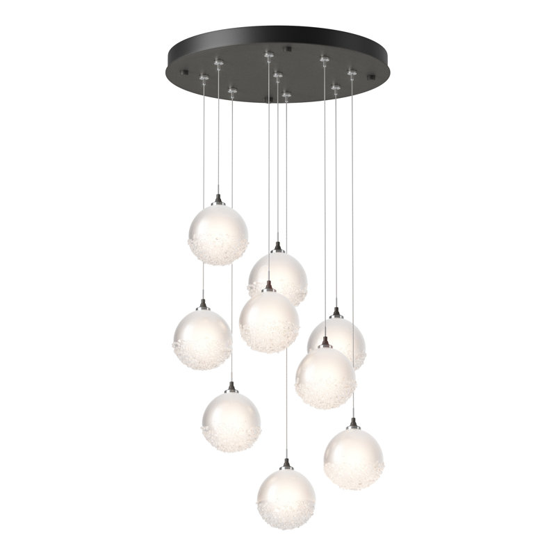 Luminaire suspendu en forme de globe à 9 lumières Fritz, H 130 po x l 20,5 po x P 20,5 po, Fer naturel
