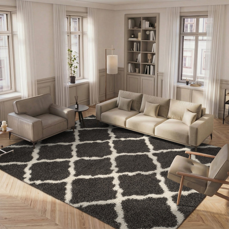 Alonnah Geometric Grey Area Rug , Rectangle 8' x 10'